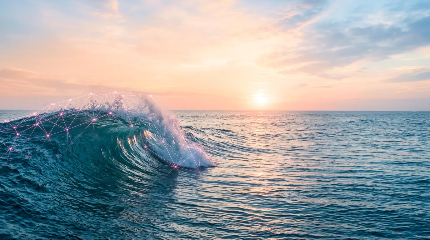 A breaking turquoise ocean wave with a bright white foam crest